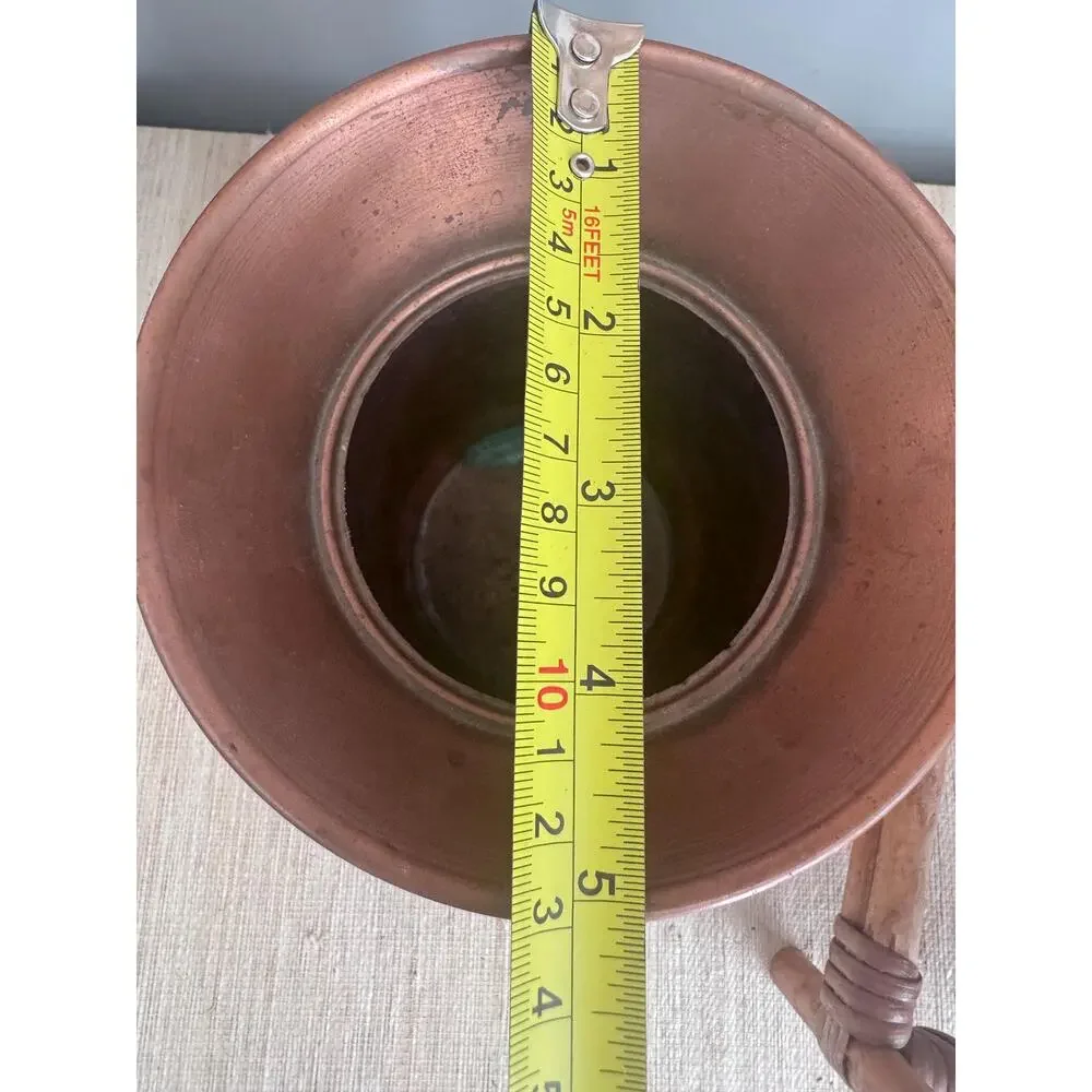 Vintage Rustic Copper Brass Pitcher or Vase 9